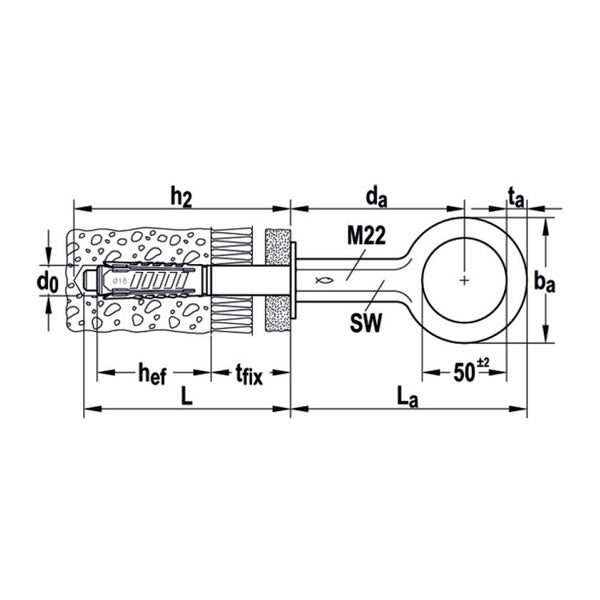 FISCHER TASSELLO GP 50 TAM 12 C CON GOLFARE PER PONTEGGI IN ACCIAIO