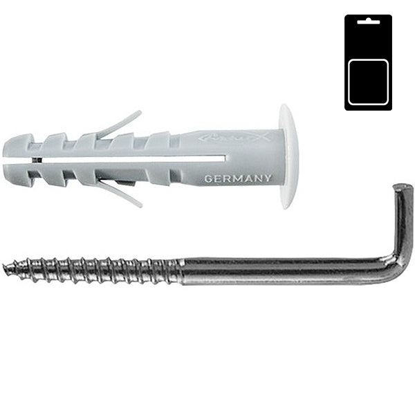 FISCHER TASSELLI IN NYLON CON GANCIO DIRITTO SB 8/6 K BLISTER PZ2