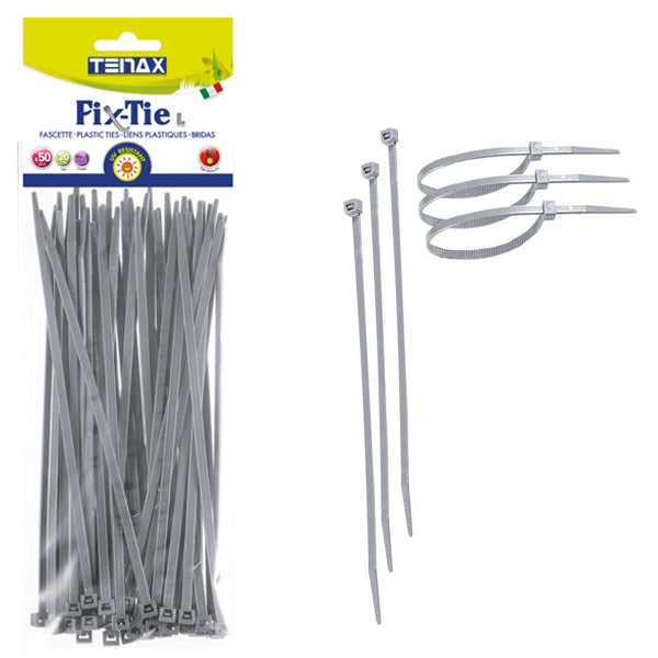 TENAX FASCETTE MULTIUSO ART. FIX-TIE L MM200X4,8 COLORE ARGENTO PZ50