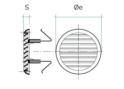 LA VENTILAZIONE GRIGLIA IN ABS TONDA CON MOLLE D.MM155 BIANCO