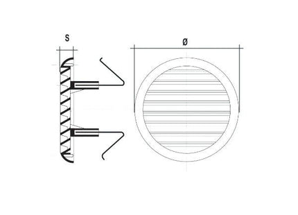 LA VENTILAZIONE GRIGLIA IN ABS TONDA CON MOLLE D.MM155 RAMATA