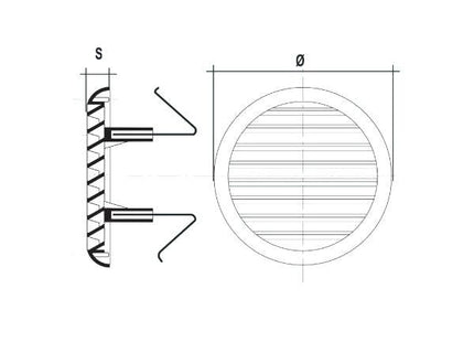 LA VENTILAZIONE GRIGLIA IN ABS TONDA CON MOLLE D.MM235 RAMATA