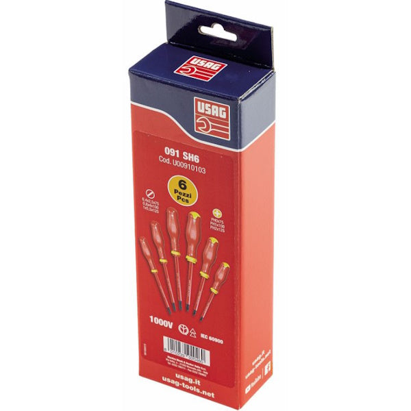 USAG  091 SH6 SERIE DI 6 GIRAVITI ISOLATI 1000V A TAGLIO E A CROCE