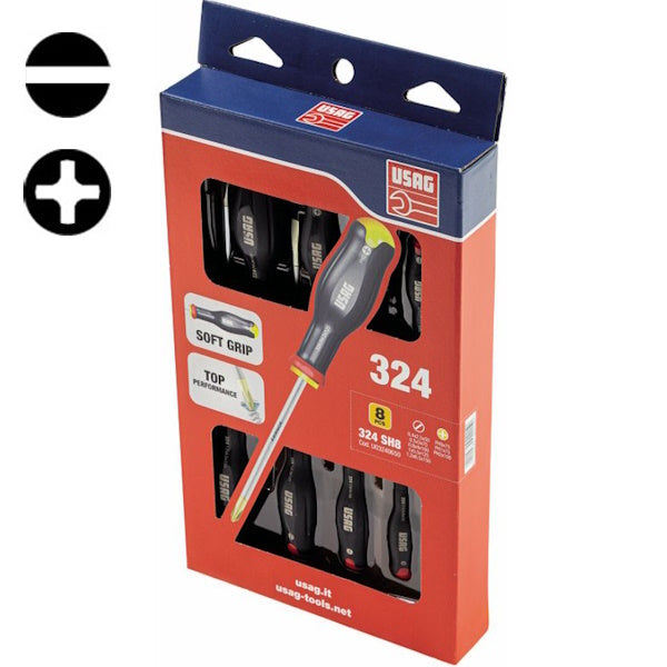 USAG  324 SH8 SERIE DI 8 GIRAVITI A TAGLIO E A CROCE PHILLIPS