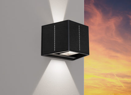 CENTURY APPLIQUE SOLARE LED UP&DOWN QUADRATA NERA 3,3W 4000K 70LM IP54