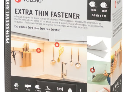 VELCRO SISTEMA FISSAGGIO ADESIVO EXTRA THIN FASTENER BIANCO