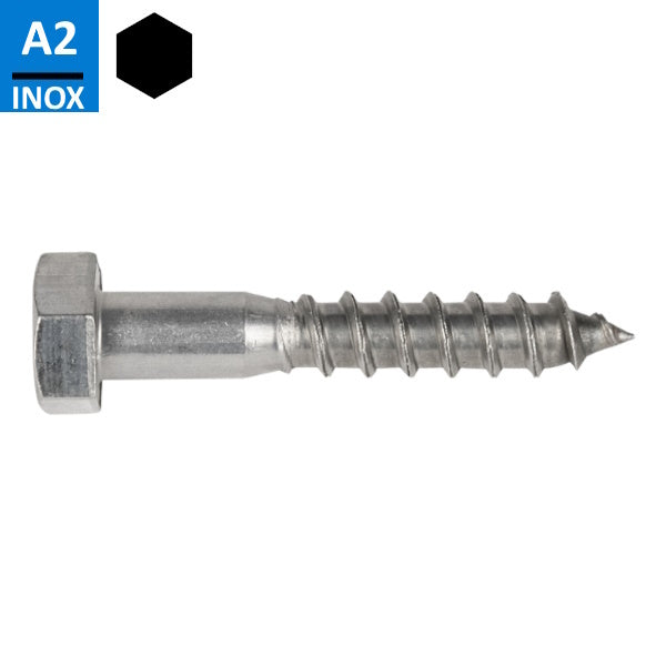 VITE TIRAFONDO PER LEGNO TE IN ACCIAIO INOX A2 UNI 704