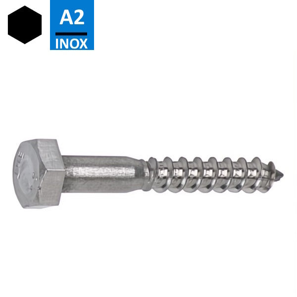 VITE TIRAFONDO PER LEGNO TE IN ACCIAIO INOX A2 D.MM 6,0X 60 UNI 704