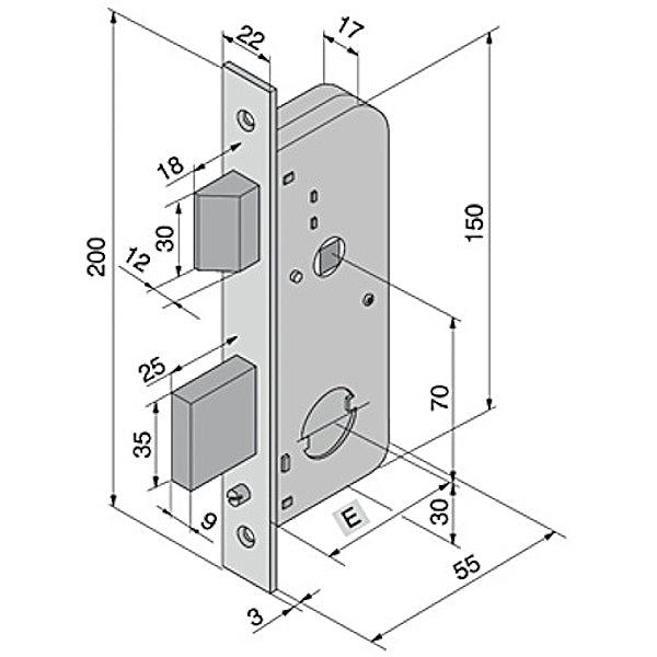 WELKA SERRATURA IMPENNATA PER CANCELLI ENTRATA MM30 AMBIDESTRA