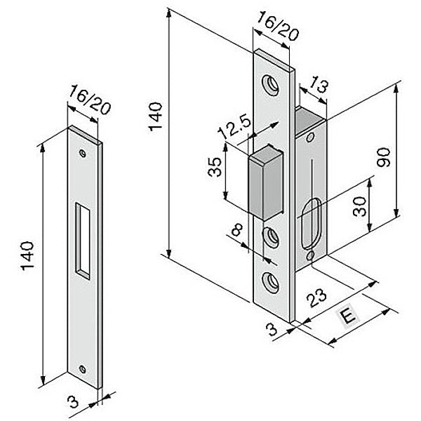 WELKA SERRATURA INFILARE CON CATENACCIO ENTRATA MM15 AMBIDESTRA