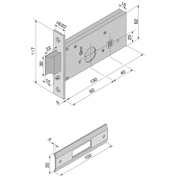 WELKA SERRATURA INFILARE PER FASCIA 1 MANDATA ENTRATA MM60 AMBIDESTRA