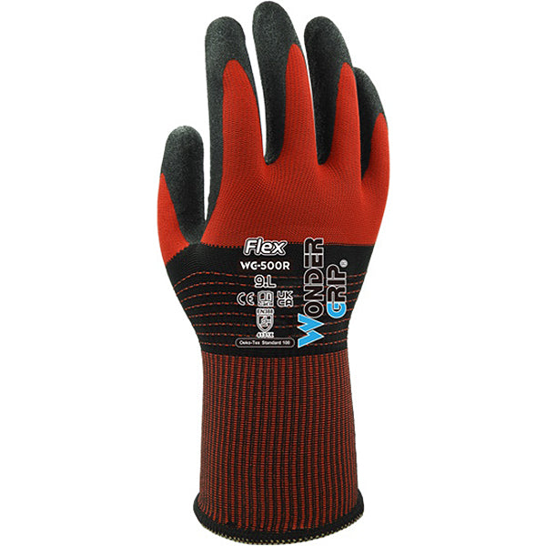 WONDER GRIP GUANTI MOD. WG-500R FLEX COLORE ROSSO/NERO