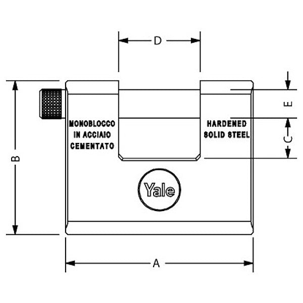 YALE LUCCHETTO IN ACCIAIO Y 164 MM84 RETTANGOLARE
