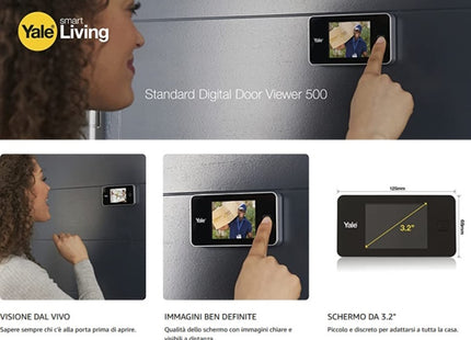 YALE SPIONCINO ELETTRONICO CON DISPLAY DIGITALE COLORE OTTONE