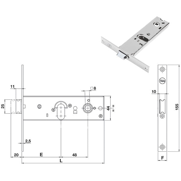 YALE SERRATURA INFILARE ART. 870 ENTRATA MM70 AMBIDESTRA