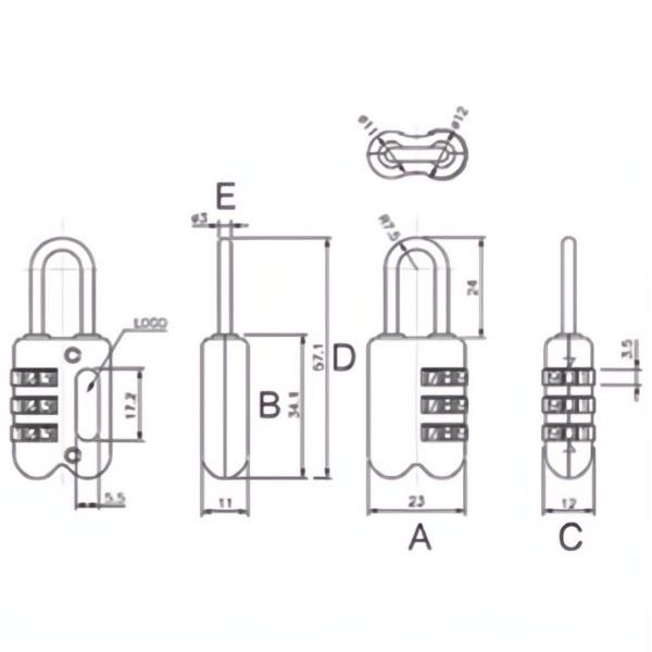 YALE LUCCHETTO DA VIAGGIO YP2 MM23 CON COMBINAZIONE GRIGIO