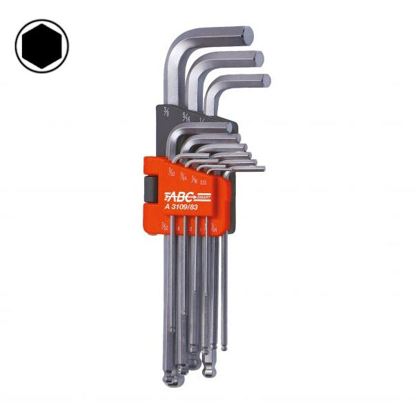 ABC TOOLS SMART SERIE 13 CHIAVI MASCHIO ESAGONALI SFERICHE A POLLICI