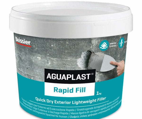 Aguaplast Rapid Fill Stucco In Pasta 1kg | Riparazione Muri Effetto Intonaco | Essicazione Rapida - Grigio - Foto 8