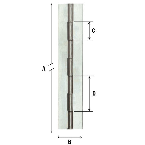 ALDEGHI ART.1200IN-PI CERNIERA A METRAGGIO INOX MM40X1980