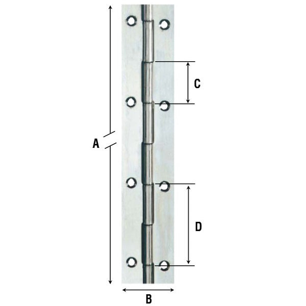 ALDEGHI ART.1204IN-PI CERNIERA A METRAGGIO CON FORI INOX MM50X1980