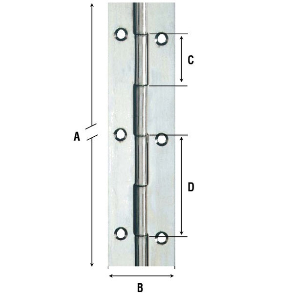 ALDEGHI ART.1212IN-PI CERNIERA A METRAGGIO CON FORI INOX MM80X2000