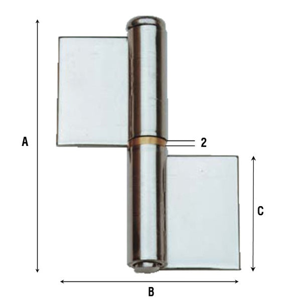 ALDEGHI ART.1224IN CERNIERA A SALDARE INOX ALI PIANE PERNO A LEVARE MM80