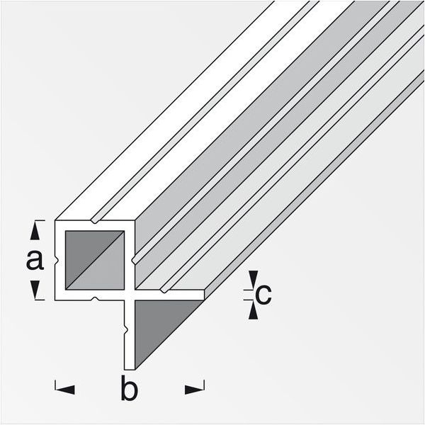 ALFER TUBO QUADRATO 2 LATI A 90° ALLUMINIO NATURALE MM23,5X43,5X1,5 MT1