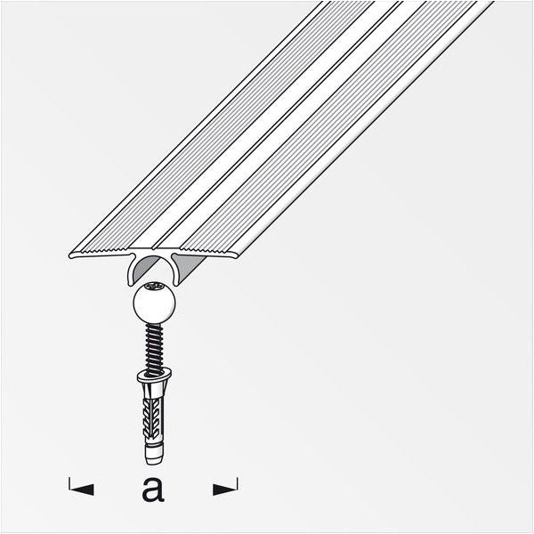 ALFER PROFILO RACCORDO PIATTO ALLUMINIO ARGENTO + TASSELLO MM 33X0,9 MT