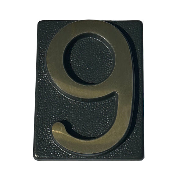 ALUBOX NUMERO CIVICO "9" IN OTTONE PER TARGA GRIGIO/OTTONE LUCIDO