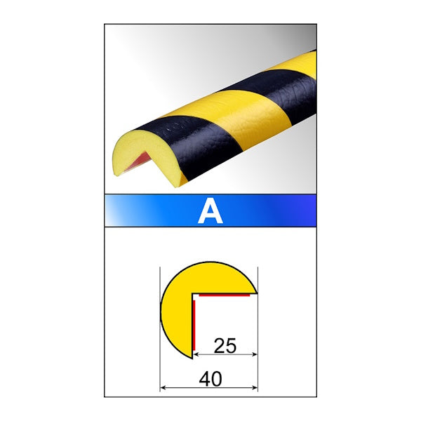 AMPERE PROFILO TIPO "A" ANGOLARE D.MM40 ANGOLO MM25X25 MT1 GIALLO/NERO