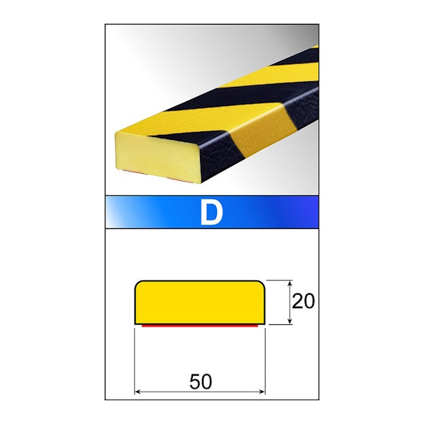 AMPERE PROFILO TIPO "D" PIANO MM50X20 MT1 GIALLO/NERO
