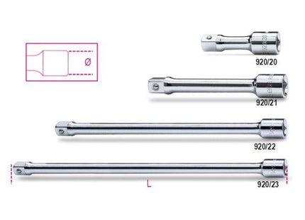 BETA   920/21 PROLUNGA CON ATTACCO QUADRO MASCHIO E FEMMINA 1/2" MM125