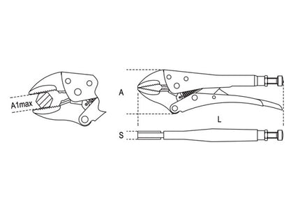 BETA  1054 PINZA REGOLABILE AUTOBLOCCANTE GANASCE DIRITTE MM235