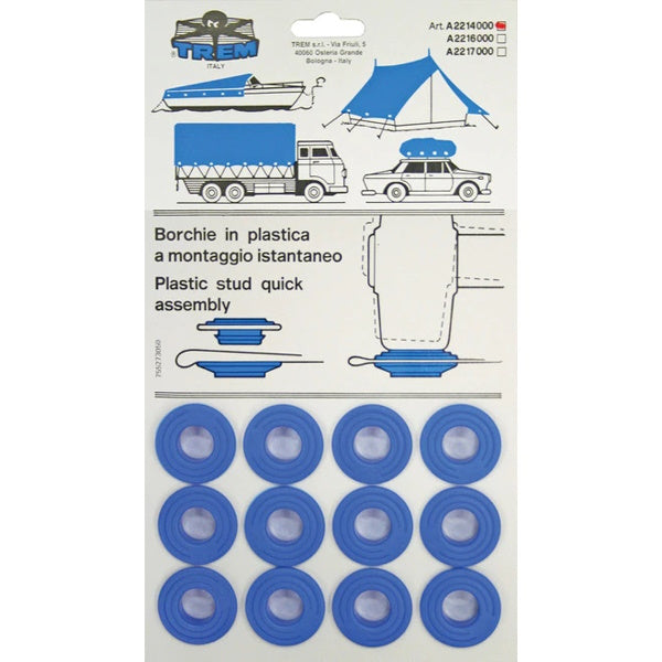 BORCHIE IN PLASTICA D.MM.15 COLORE BLU IN BLISTER DA PZ12