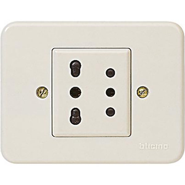 BTICINO DOMINO PRESA 2P+T 10A BIANCO + PRESA BIPASSO 10/16A AVORIO