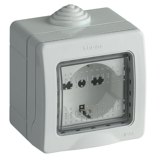 BTICINO IDROBOX PRESA SCHUKO BIPASSO IN CUSTODIA IP55 2 MODULI