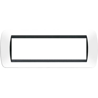 BTICINO LIVINGLIGHT PLACCA 7 POSTI COLORE BIANCO CORNICE NERA