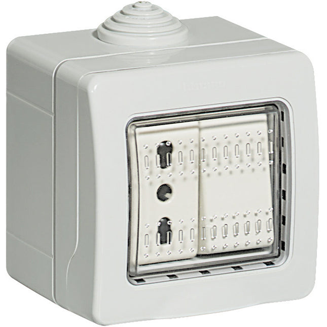 BTICINO IDROBOX PRESA BIPASSO + DEVIATORE IN CUSTODIA IP55 2 MODULI