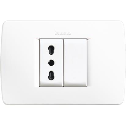 BTICINO LUNA KIT PREMONTATO PRESA BIPASSO 10/16A E FALSO POLO