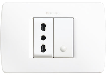 BTICINO LUNA KIT PREMONTATO DEVIATORE E PRESA BIPASSO 10/16A