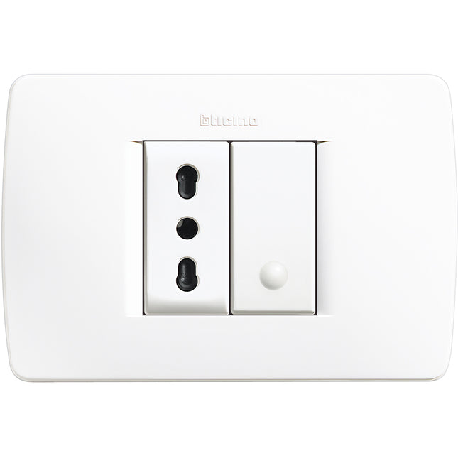 BTICINO LUNA KIT PREMONTATO DEVIATORE E PRESA BIPASSO 10/16A