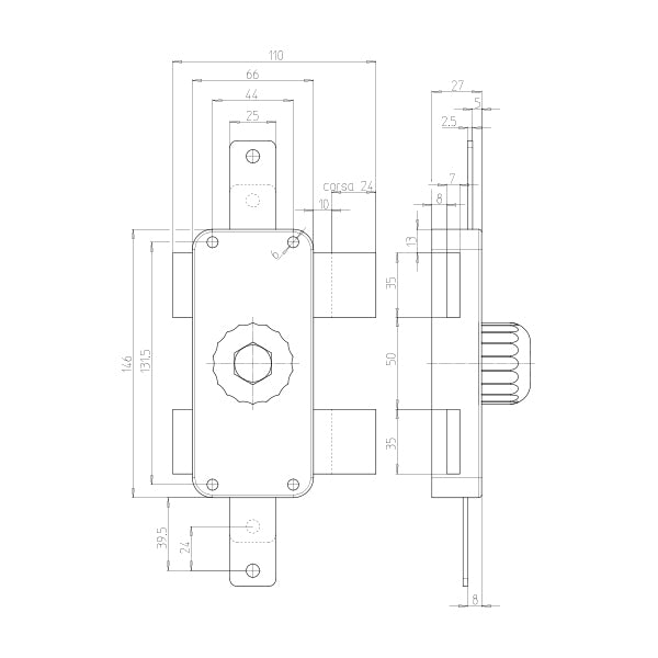 CR DEVIATORE VERTICALE TRIPLICE A POMPA CON POMOLO DA APPLICARE DX*