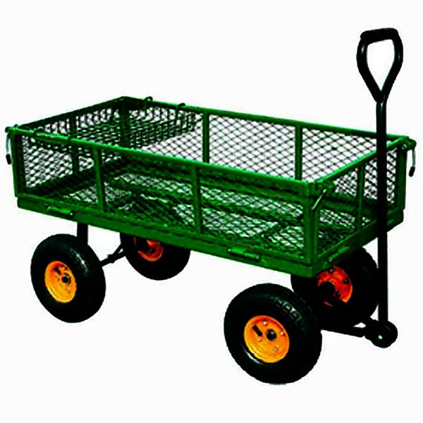 CARRELLO CRUK VASCA IN ACCIAIO GRIGLIATA DA LT95 4 RUOTE PNEUMATICHE