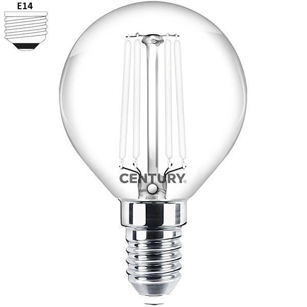 CENTURY LAMPADINA LED INCANTO WHITE SFERA 230V 4,5W E14 2700K 470LM