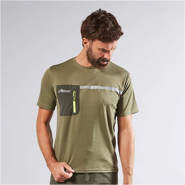 U-POWER T-SHIRT ELASTICIZZATA CHRISTAL COLORE BURNT OLIVE