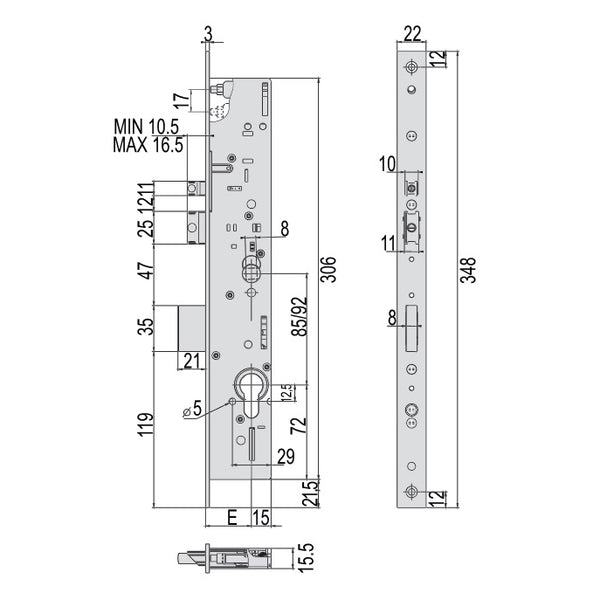 CISA ELETTROSERRATURA DA INFILARE PER MONTANTI ENTRATA AMBIDESTRA
