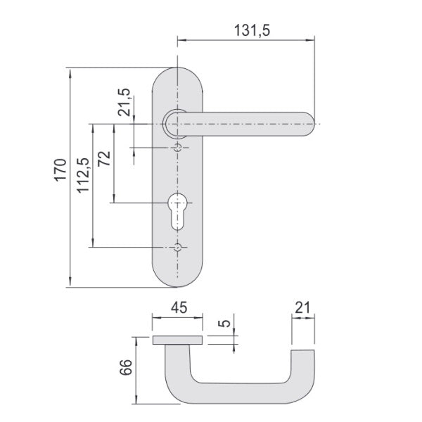CISA MANIGLIA CON PLACCA PER PORTE TAGLIAFUOCO