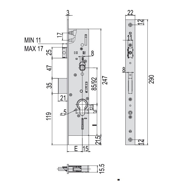 CISA SERRATURA DA INFILARE PER MONTANTI AMBIDESTRA