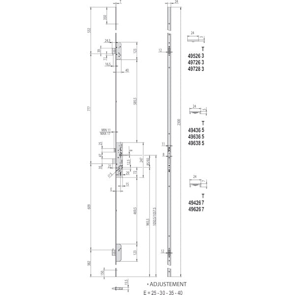 CISA SERRATURA DA INFILARE MULTIPUNTO A INGRANAGGI A CILINDRO