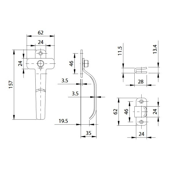 COMUNELLO MANIGLIA A BLOCCO REVERSIBILE ART.662 ZINCATA